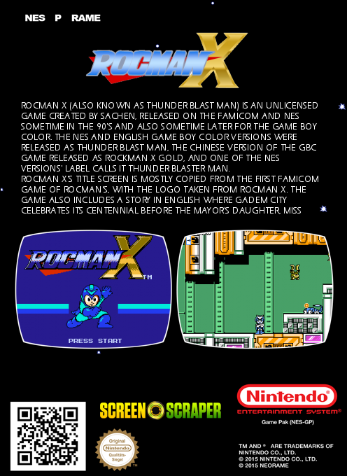 Rocman X (Homebrew) — Box back